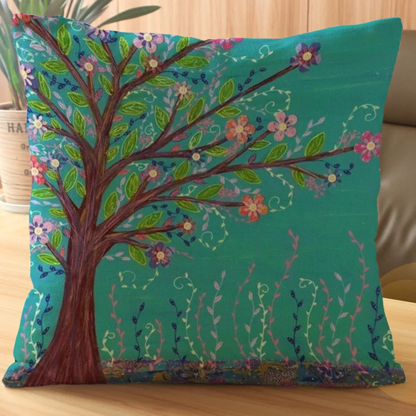 Красочные цветы девушка жизнь дерево дизайн наволочка Бабочка велосипед хлопок