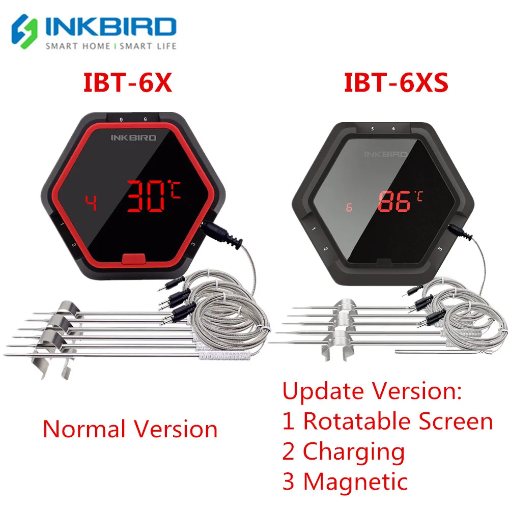 Inkbird IBT 6X 6XS 2 типа для приготовления пищи Bluetooth беспроводной термометр для барбекю 6 зондов и таймер для духовки гриль для мяса бесплатное управление приложением