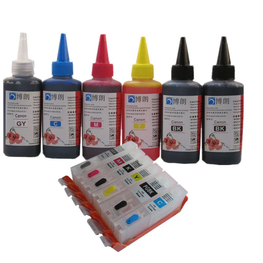 

Refill ink kit For CANON pixma MG7740 TS8040 TS9040 printer PGI 470 CLI 471 refillable ink cartridge + 6 Color Dye Ink 100ml