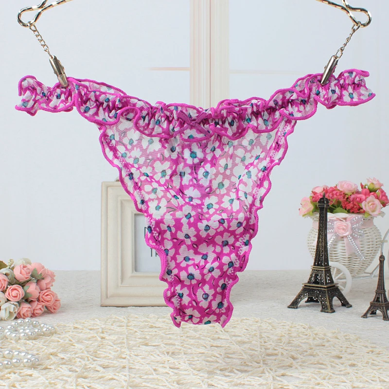 Модные сексуальные женские трусики стринги кружева Cutton Цветочные Прозрачные