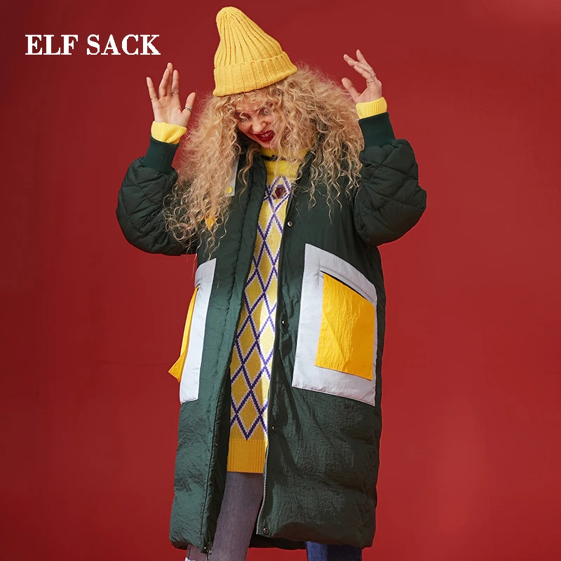ELFSACK/Зимние новые пуховики для женщин 90% белый утиный пух пальто толстые