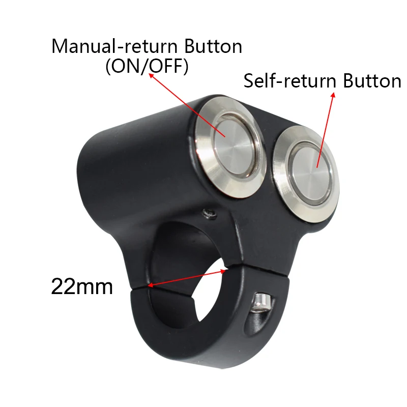 Self ON-OFF(22mm) Алюминиевый 22 мм 25 мм мотоциклетный переключатель, головной светильник, аварийный тормоз, противотуманный светильник, контроль включения и выключения, двойной переключатель с желтым индикатором, светильник - Цвет: Self ON-OFF(22mm)