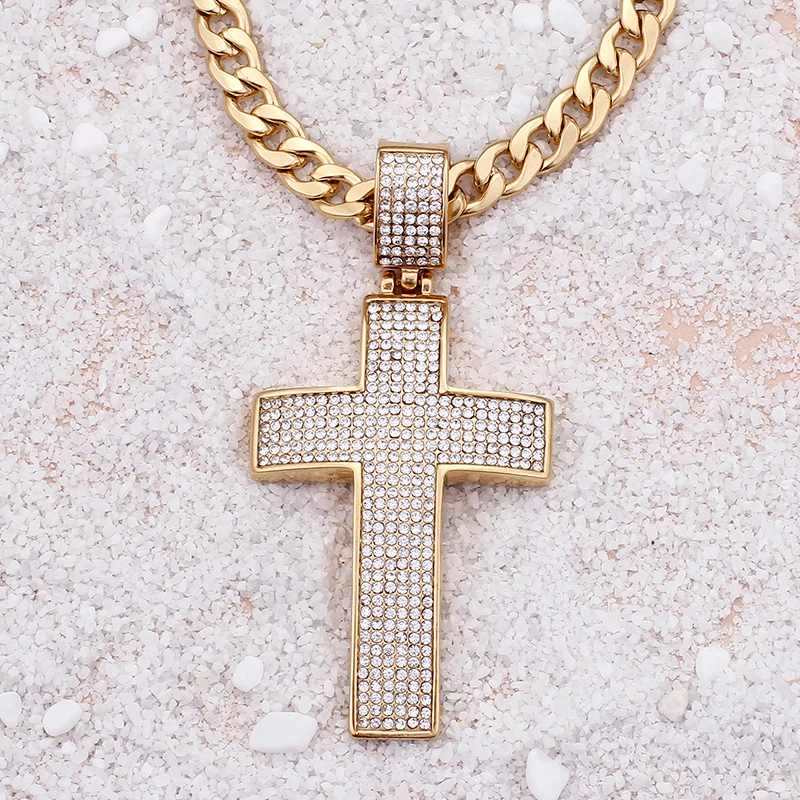 Модная женская и Мужская подвеска с белым кристаллом крест из нержавеющей стали