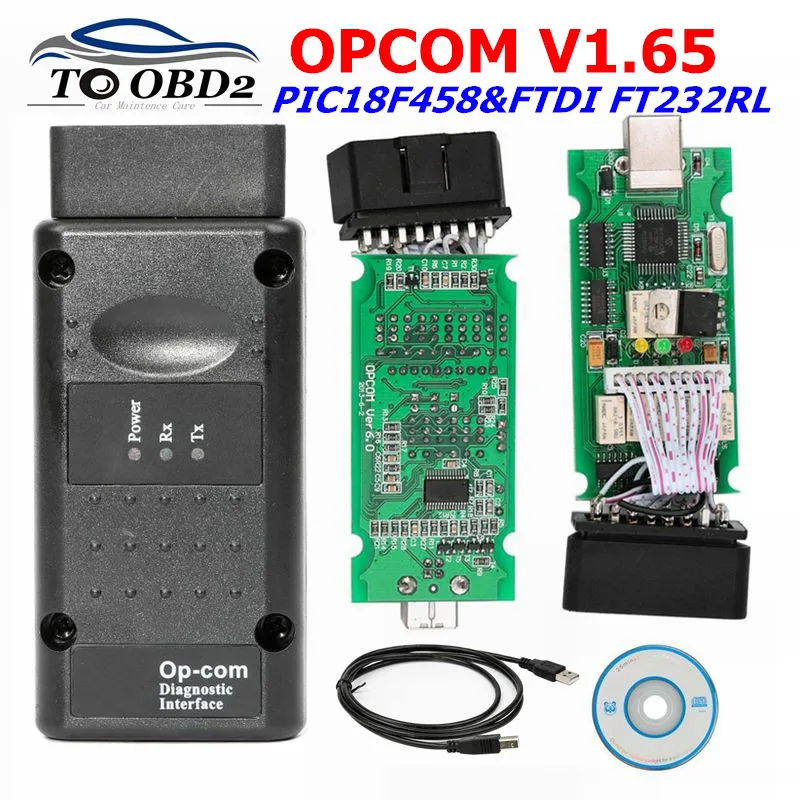 OPCOM для Opel V1.65 с чипом PIC18F458 FTDI FT232RL op-com OBD2 автомобильный диагностический