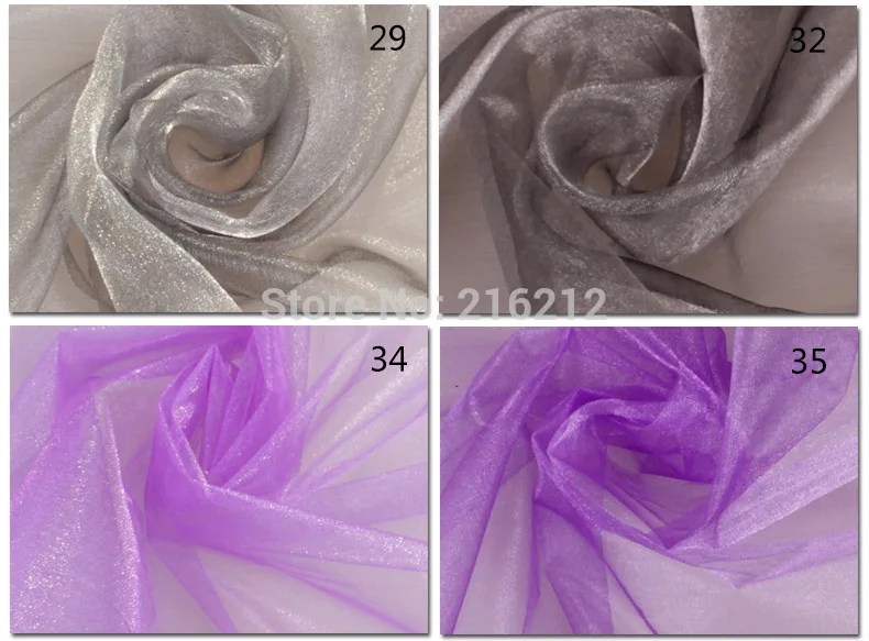 

0.75*110m/reel 30 Colors Sheer Mirror Organza Stiff Fabric For Wedding Drape Decoration