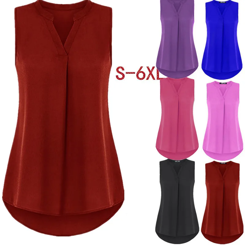 

Plus Size S-6XL Summer Women Comfortable Simple Sexy Solid Lingerie Fashion Deep V Sleeveless Sleepwear Full Slips 5 Color 2018