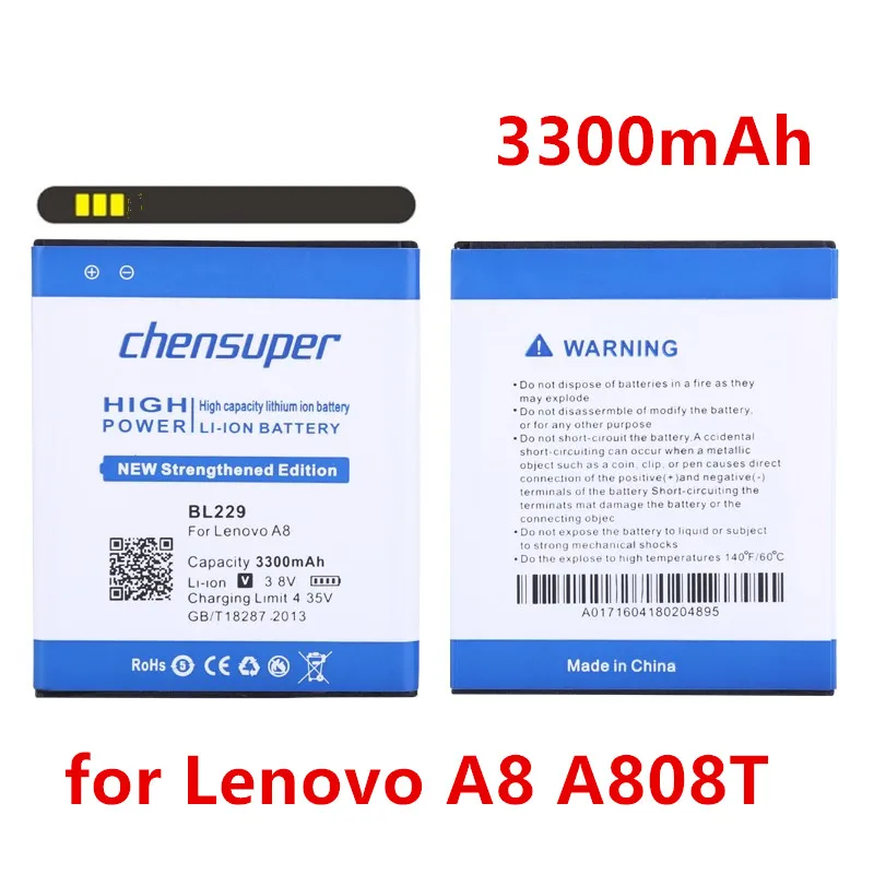 Chensuper 3300 мАч BL229 батарея для мобильного телефона Batterij Bateria Lenovo A8 A808T