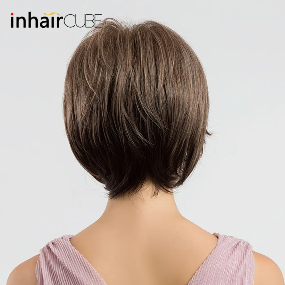 ESIN 8 &quotпрямые каштановые волосы синтетические короткие парики для черных женщин