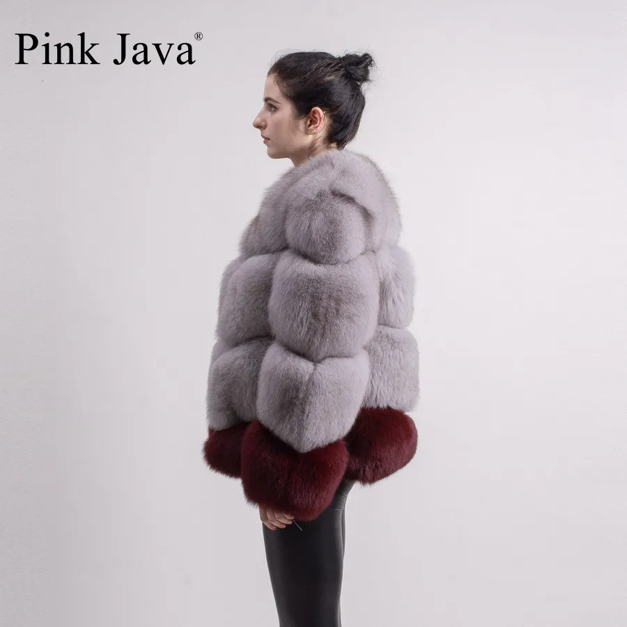 Розовый JAVA QC1818 2018 Новое поступление Женская Толстая пушистая шуба из