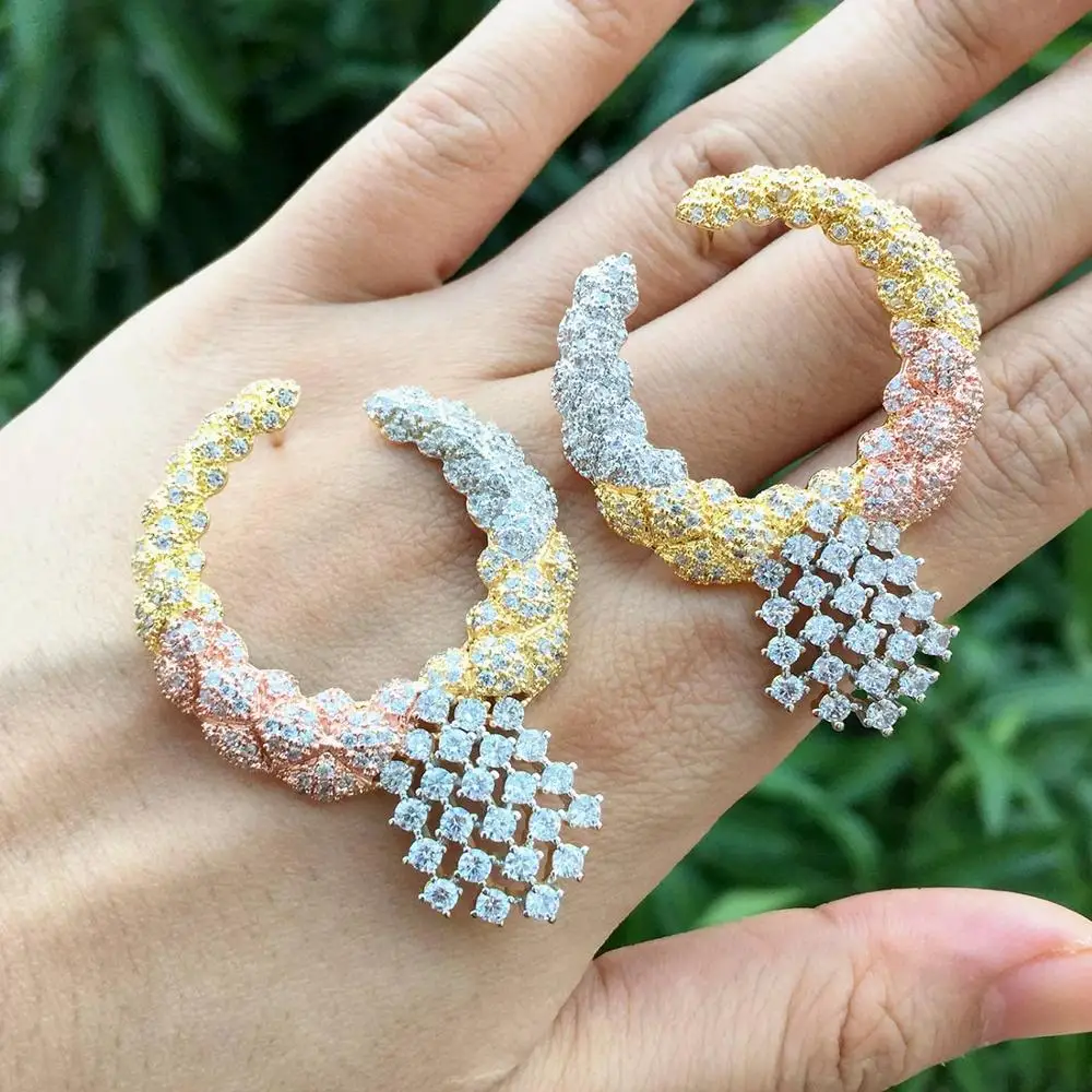 ModemAngel Роскошные изогнутые серьги из пшеничного цветка полностью покрытые