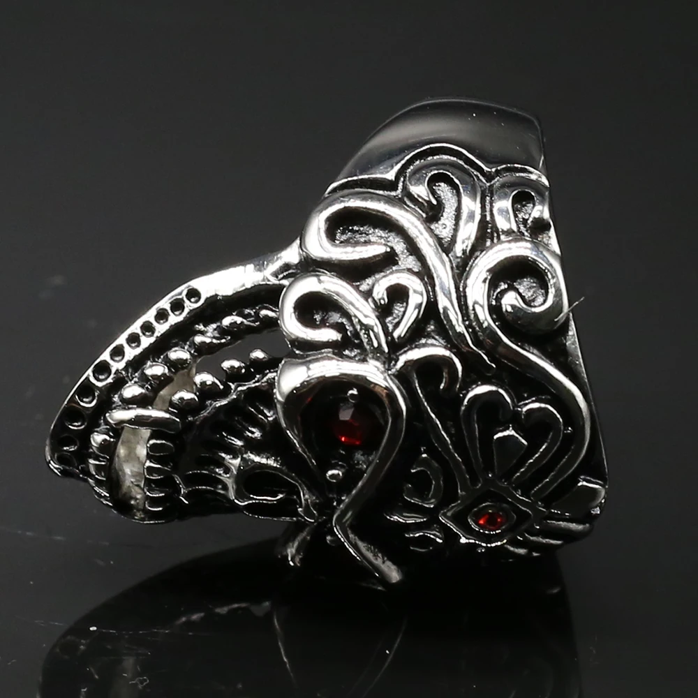 Мужское готическое кольцо с черепом и красными глазами в стиле ретро 316L