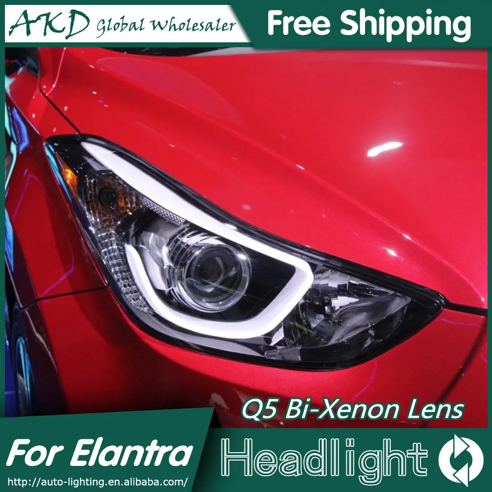 AKD автомобильный Стайлинг фара для фары для автомобиля Hyundai Elantra светодиодный фонарь корейский дизайн DRL Bi Xenon объектив парковочная противотуманная фара