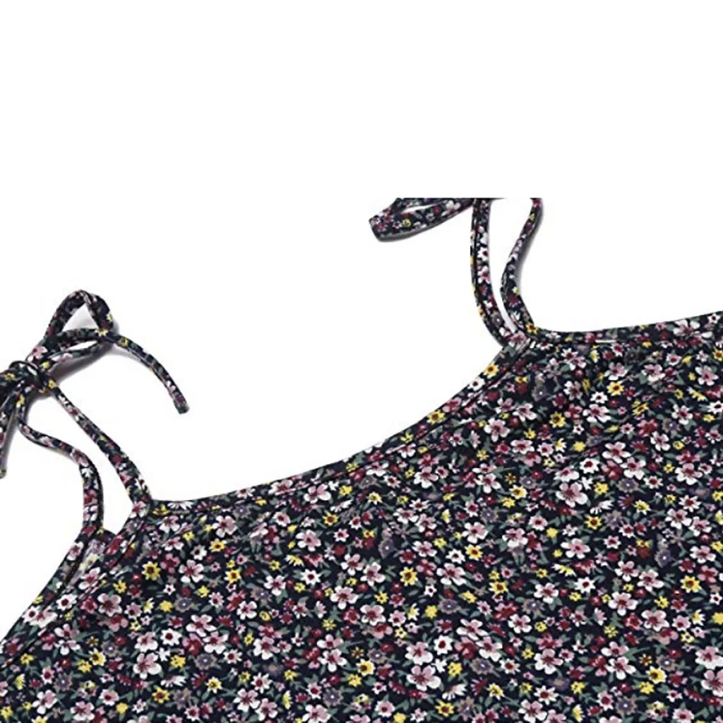 Женская Трикотажная майка без рукавов с цветочным принтом и бантом Хлопковая