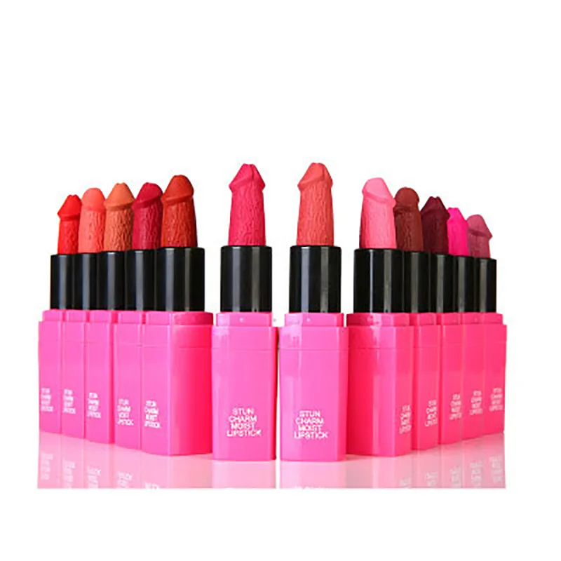 12 Colors Sexy Smooth Moisturizer matte lipstick Long Lasting red Lip waterproof Penis Shape Sex Mate| |