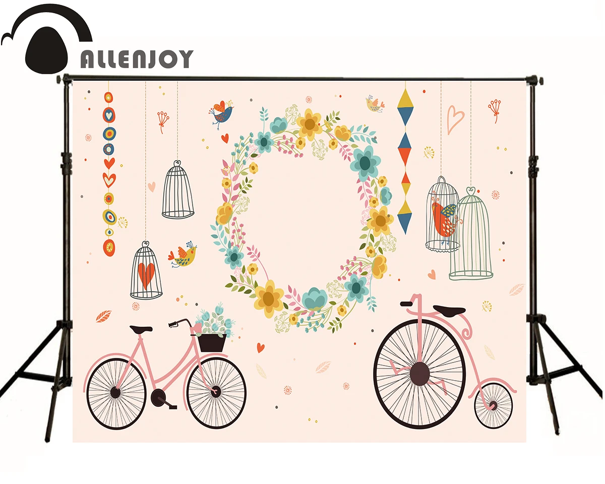 Allenjoy фотографический фон с изображением птички венка велосипеда порошок