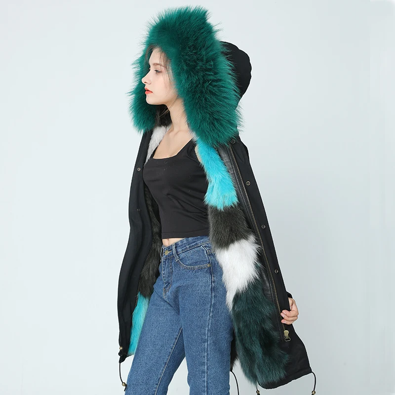 OFTBUY 2019 пальто с натуральным лисьим мехом длинная парка зимняя куртка женская