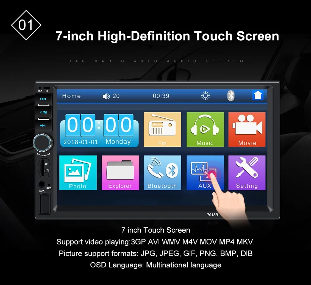 HD 7 &quot2 Din Автомобильный Радио Coche Сенсорный экран Аудио Bluetooth USB заднего вида