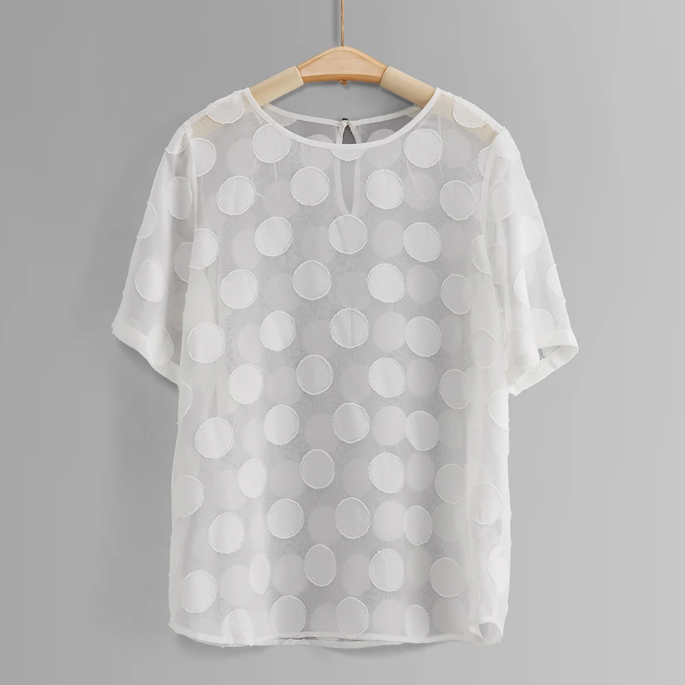 Летняя Повседневная футболка 2017 г. женские модные короткие рубашки шифона в