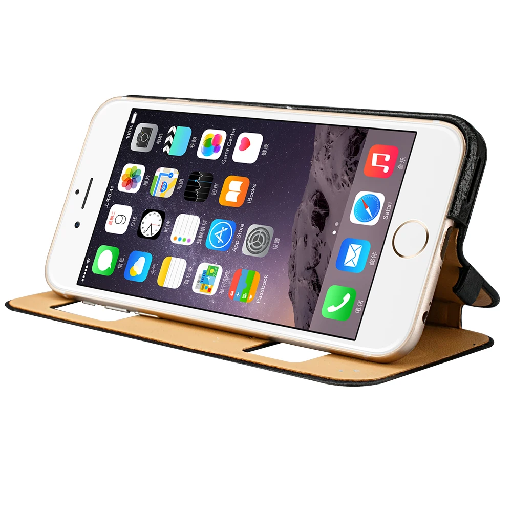 Jisoncase Smart Flip Case for iPhone 6 6s 4.7&quot Cover Phone Genuine Leather Back Plus 5.5 Funda |