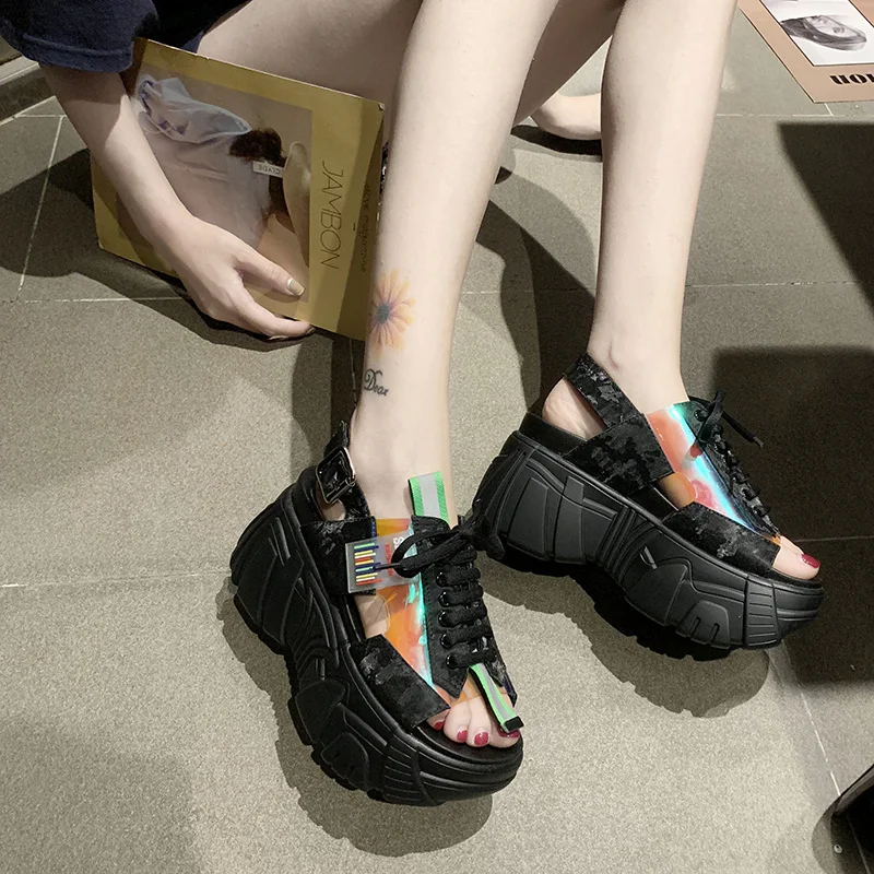 Модные летние женские сандалии Повседневная дышащая обувь из ПВХ босоножки на