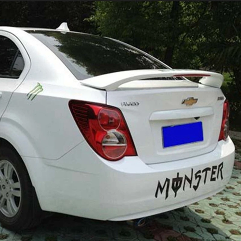 2010 2016 Aveo Sonic ABS пластик неокрашенный заднее крыло спойлер + светильник для Chevrolet