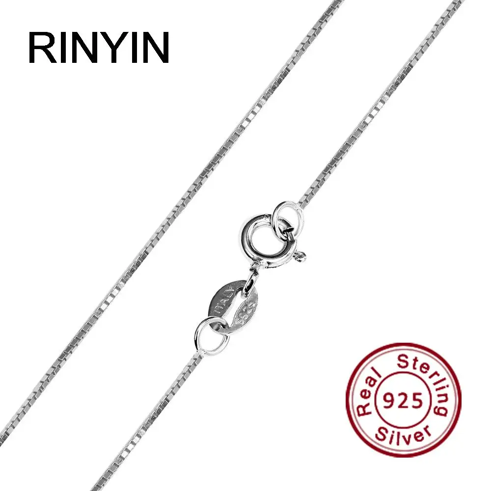 RINYIN 100% Стерлинговое Серебро 925 пробы ожерелье модное ювелирное изделие 1 мм