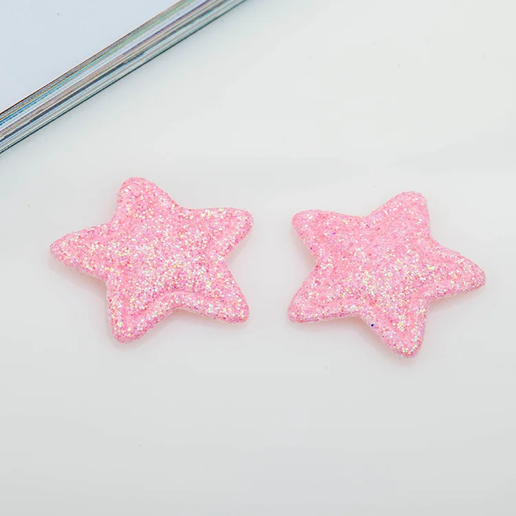 Pink Glitter Stars 50 шт. аксессуары для головных уборов с мягкими блестящими звездами, сделай сам, товары для рукоделия, одежда, декоративные нашивки, Детские материалы для скрапбукинга - Цвет: Pink Glitter Stars