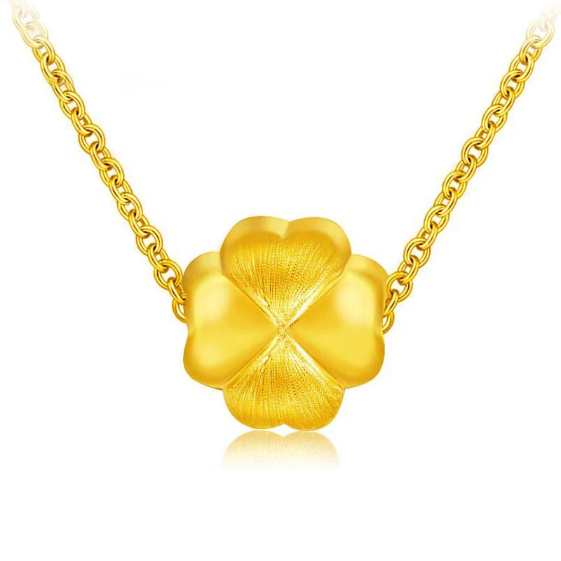 charm chain about4g YLZB 24k подвеска в виде клевера из чистого золота для женщин, подвеска в подарок для девушек, настоящее 999, хорошее качество, классический тренд, новинка, лидер продаж - Цвет камня: charm chain about4g