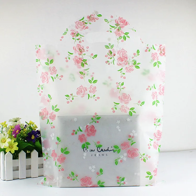 50 шт./лот пластиковый пакет для одежды подарки сумки с полноразмерной цветочной