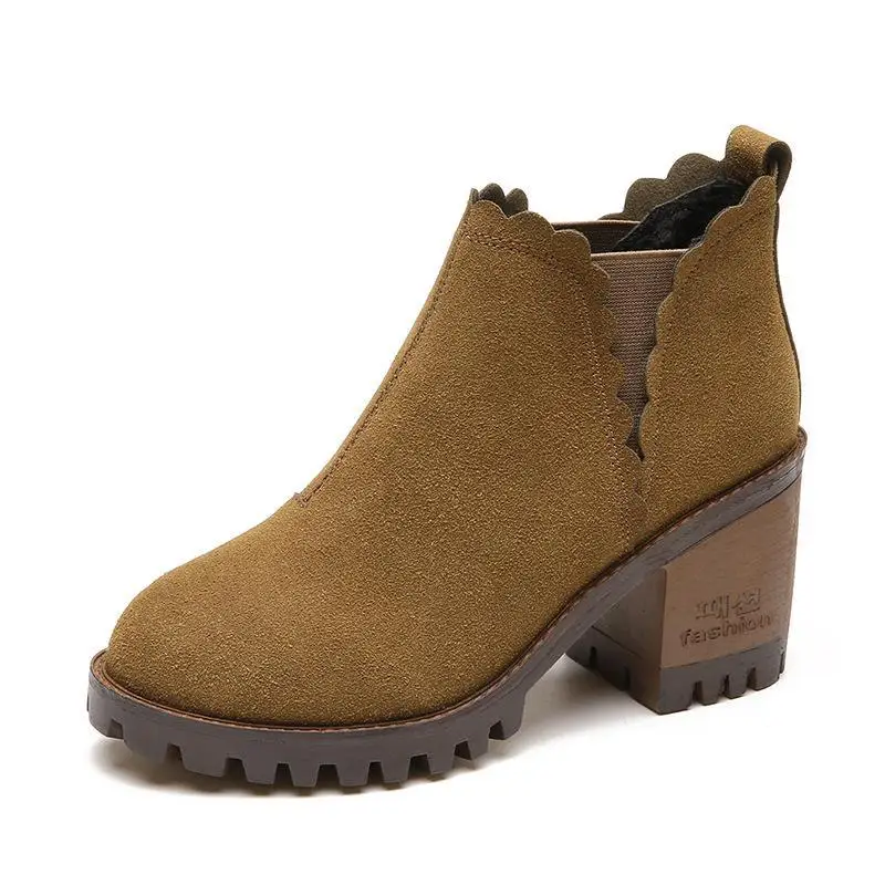 Новинка 2017 года Водонепроницаемые замшевые туфли на высоком каблуке обувь в