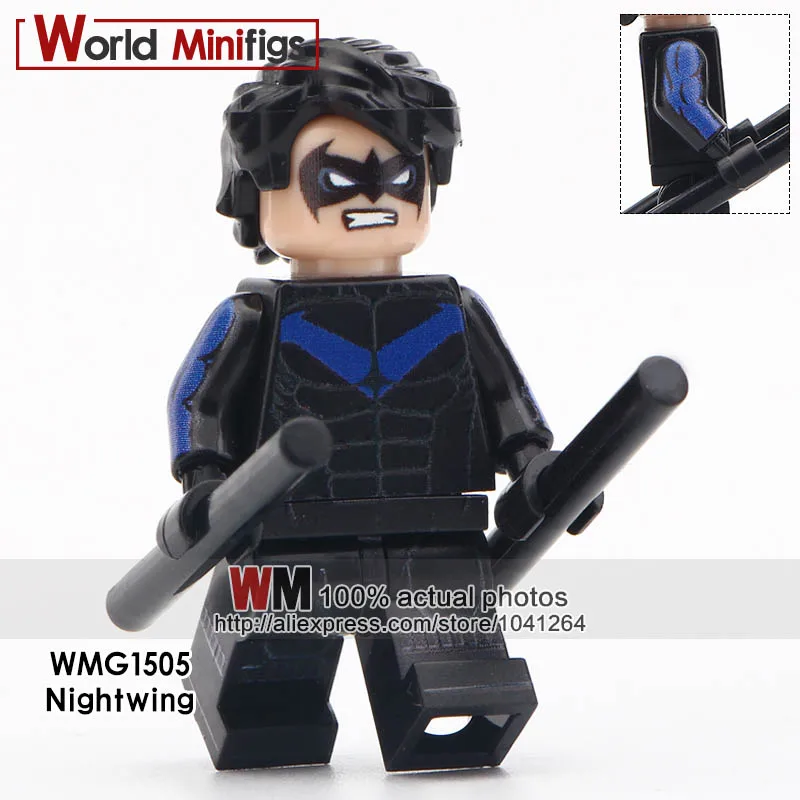 Зеленый Одиночная DC супер герой Дик Грейсон Робин Nightwing Лига Справедливости действия строительные блоки кирпичи детские подарки игрушки - Цвет: Зеленый