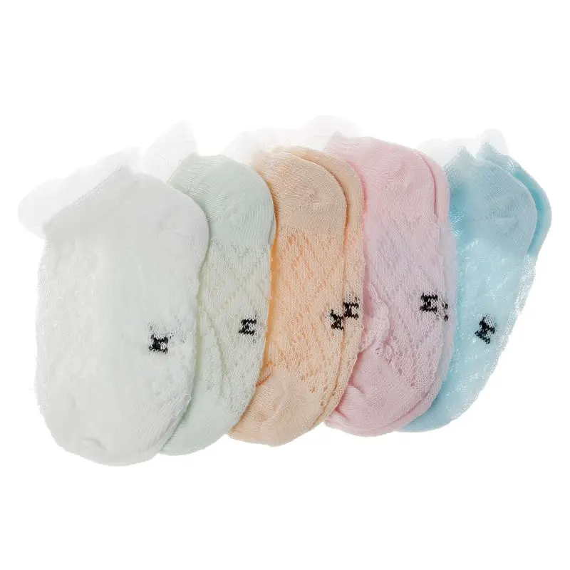 

5 Pairs Baby Socks Summers Infant Baby Cotton Mesh Thin Socks Breathable Boys Girls Hollow Lace Socks For Newborns