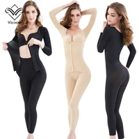 wechery new body shaper womens slimming full length bodysuit long sleeve faja female shapewear plus size underwear for women