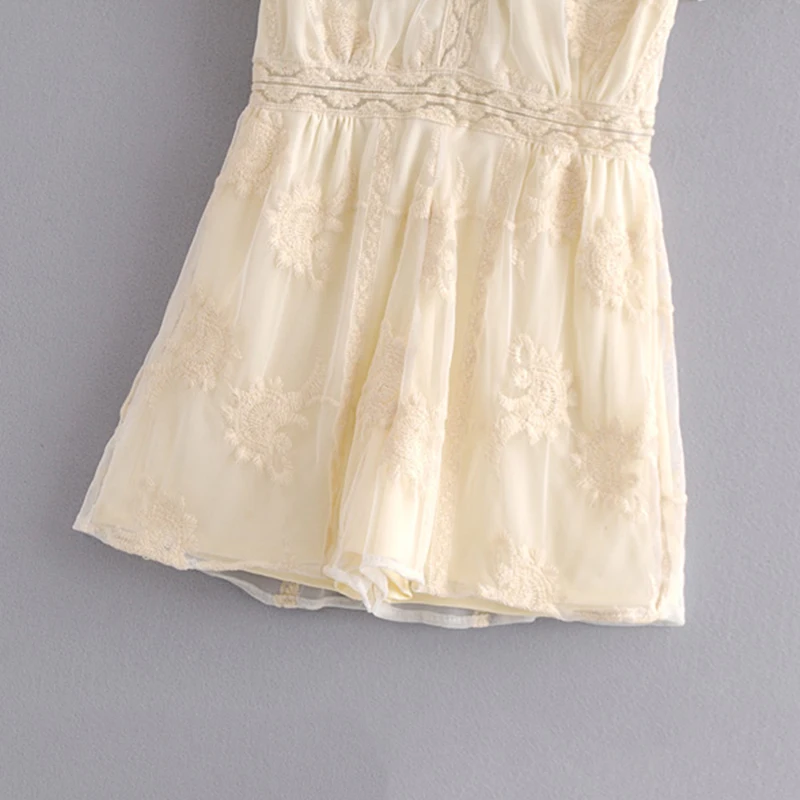 Женская одежда комбинезон 2019 Романтический Кружевной с v-образным вырезом