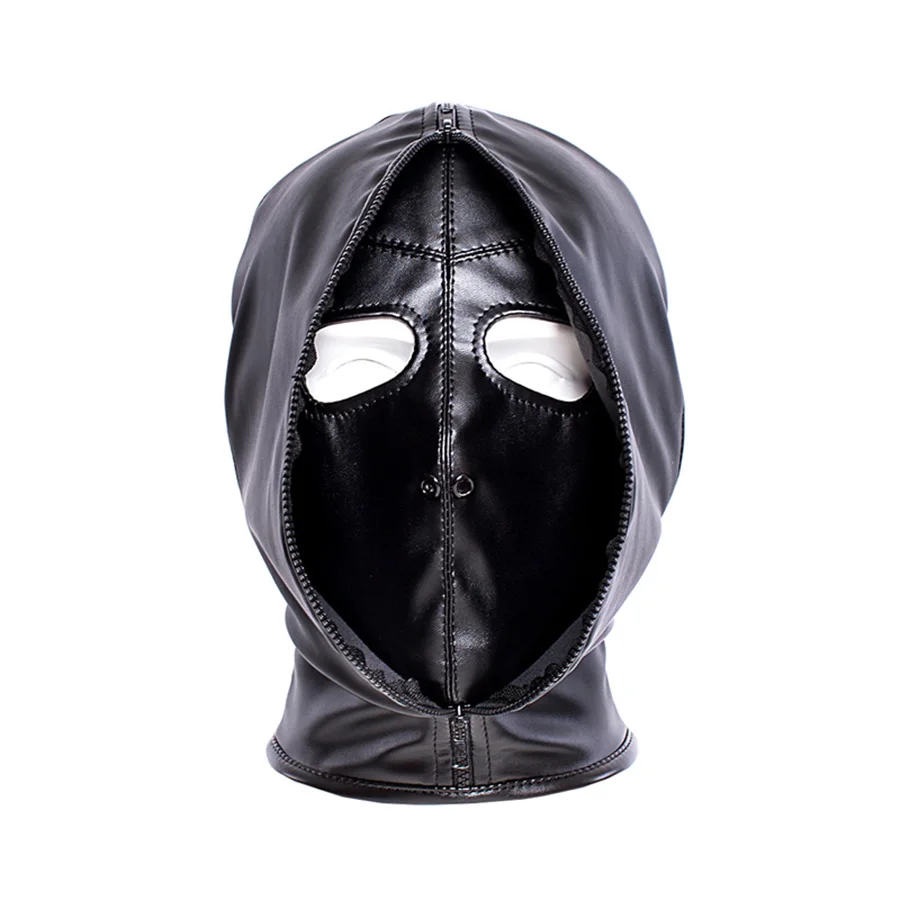 Fetish Bondage Gimp Leather Zipper Full Head Hood Double Layer Face Mask Cosplay Halloween Costume |