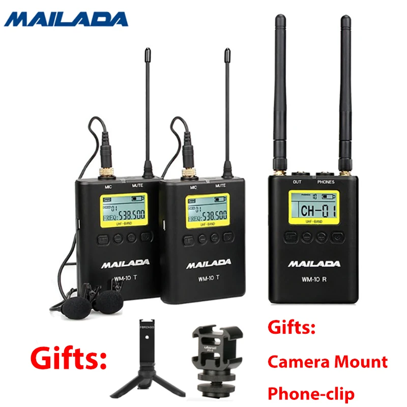 WM-10 n Gifts WM-10 Профессиональный UHF беспроводной микрофон петличный микрофон приемник передачи для dslr камер sony canon Osmo Карманный WM10 - Цвет: WM-10 n Gifts