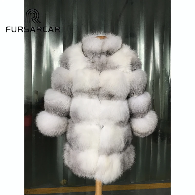 Женская зимняя шуба из натурального Лисьего меха FURSARCAR Роскошная Шуба с