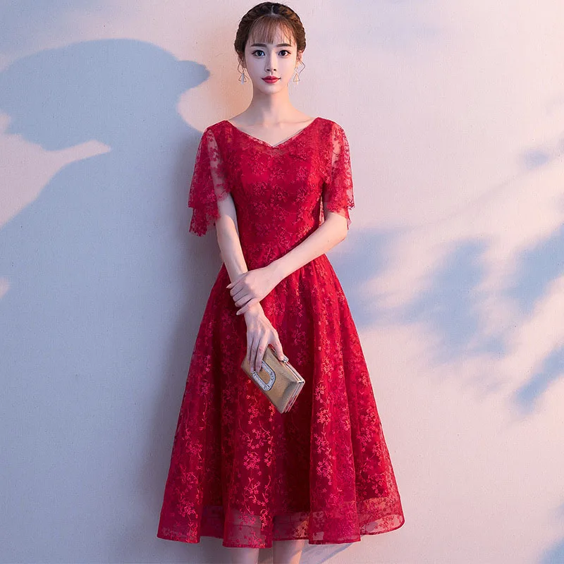 Кружевное коктейльное платье с v образным вырезом элегантный пояс Vestidos De Festa Longo