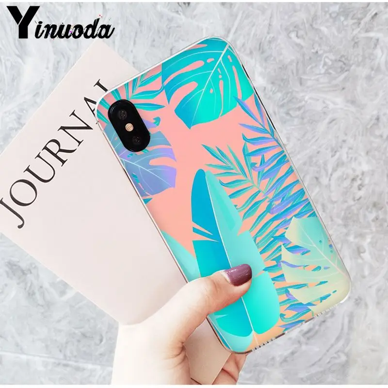 Yinuoda Лето листьев банановых Цветы Чехол для телефона Apple iPhone 8 7 6 6S Plus X XS Макс 5 5S SE XR