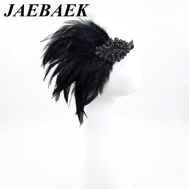 JAEBAEK Гэтсби Хлопушка перо кристалл оголовье 1920s головной убор Винтаж Свадебные аксессуары