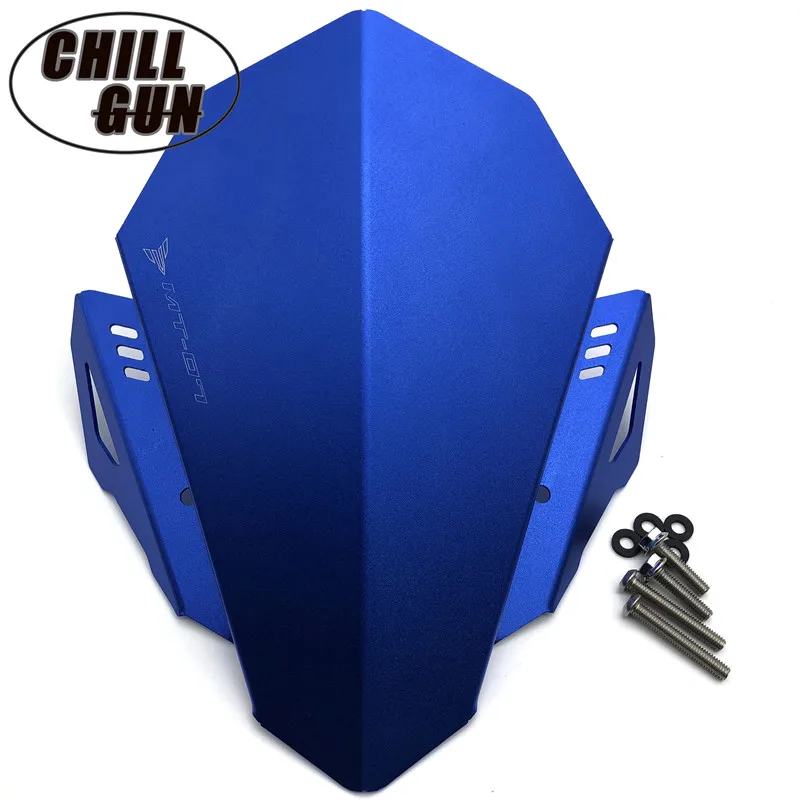 blue Мотоцикл с ЧПУ алюминиевый набор дефлектор лобовое стекло WindscreenFits для YAMAHA MT-07 MT 07 MT07 FZ07 FZ-07 FZ 07 18-19" - Цвет: blue