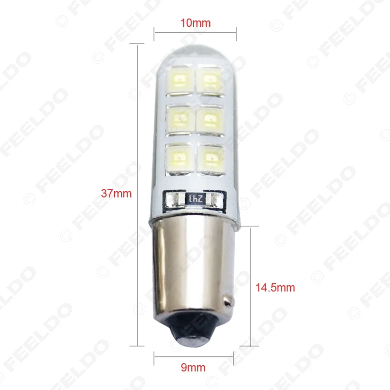 FEELDO 100 шт. белый 12 В постоянного тока автомобиль T4W BA9S 12SMD 2835 Чип силиконовый чехол