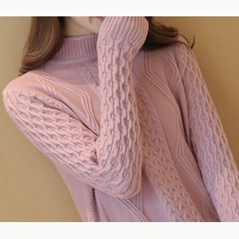 Серый свитер с высоким воротником для женщин новинка 2018 Осень-зима длинный