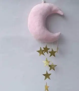 pink golden В скандинавском стиле белая набивная Луна на стену, украшение для комнаты, Луна, Набивная игрушка, детская комната, Настенный декор, Скандинавское украшение - Цвет: pink golden