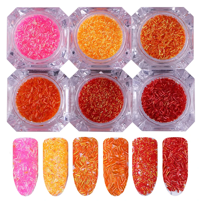 1 коробка Aurora Paillette Sequins 2 г розовый апельсиновый красный украшения для ногтей 3D