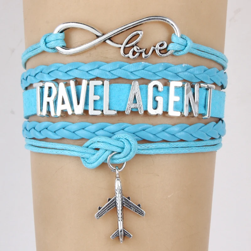 Drop Shipping Infinity Love Travel Agent Bracelets Handmade wristband Plane Charm Braided Bracelet &amp Bangles Jewelry | Украшения и