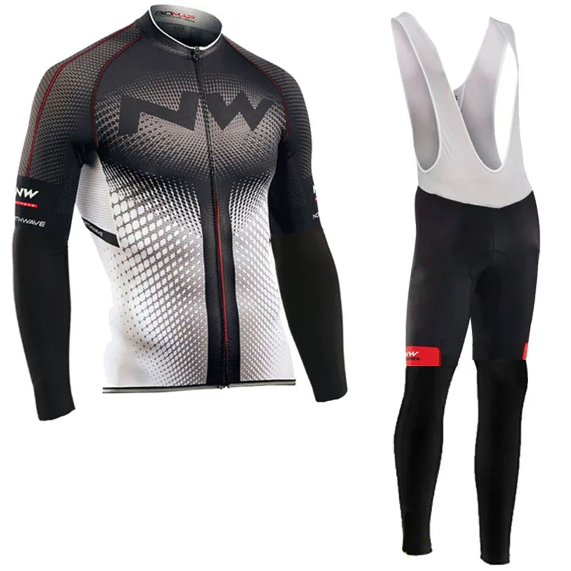 Bib Cycling Set NW брендовые зимние термальные флисовые велосипедные Джерси наборы гоночный велосипед велосипедный костюм горный велосипед одежда для велоспорта Ropa Ciclismo - Цвет: Bib Cycling Set