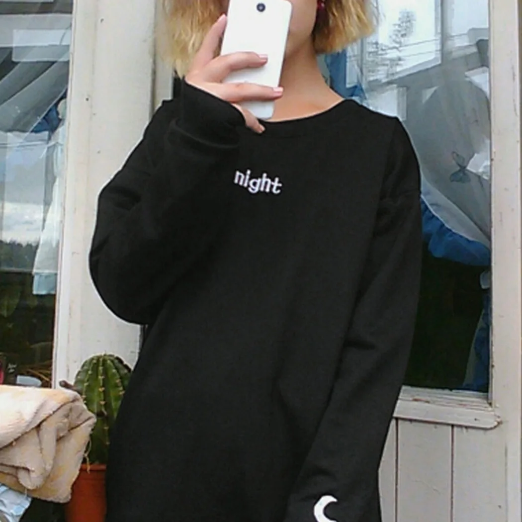 Fashion Day And Night Letter Hoodie Sweatshirts Autumn Women Pullover Sweatshirt Tracksuits Streetwear Feminino Sudadera Mujer | Женская