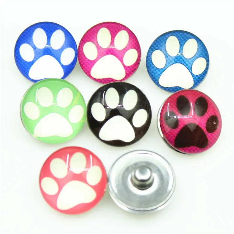 

Animals Pet Paw Cat&Dog 20pcs/lot Snap Buttons fit 18mm Ginger Button Snap Bracelet&Bangles Letters DIY Snap Jewelry Charms