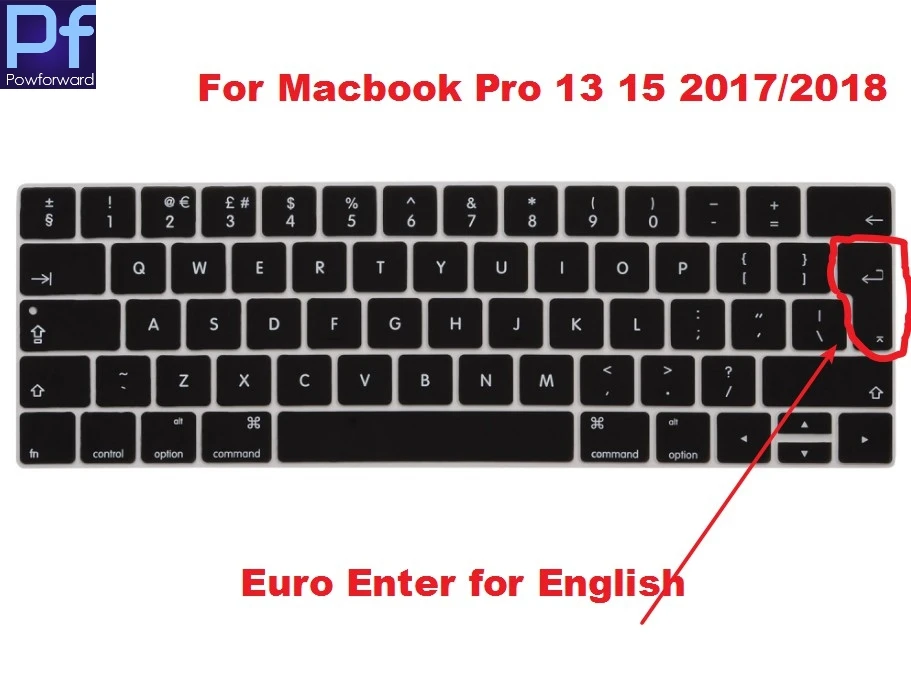 ЕС ЕВРО введите Английский Клавиатура комбинезон для нового Macbook Pro 13 15 A1989 A1990 с